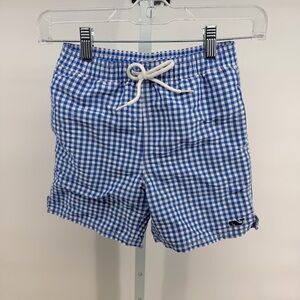 Vineyard Vines Blue and White Gingham Seersucker Swim Trunks